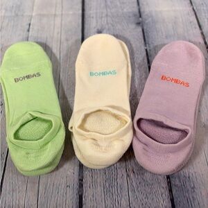 BOMBAS (3) Pastel Heel Grip Cushioned Athleisure Athletic Gorpcore No Show Socks